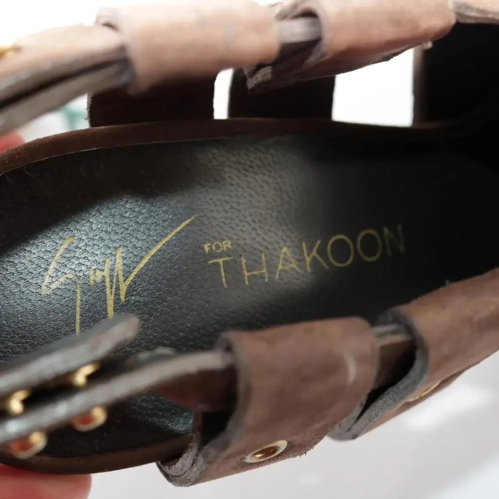 Giuseppe Zanotti Womens Thakoon Pumps Size 39.5 9.5 Brown Leather Slingback Heel